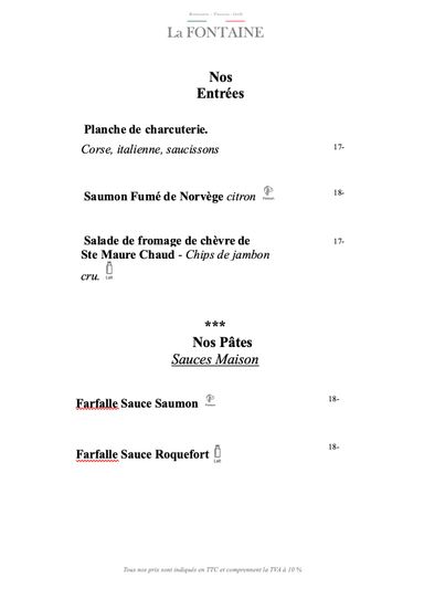 Nos entrées et pâtes