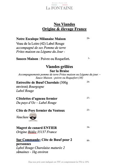Viandes sur le Grill & Milanaise