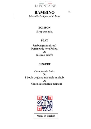 Menu Enfant
